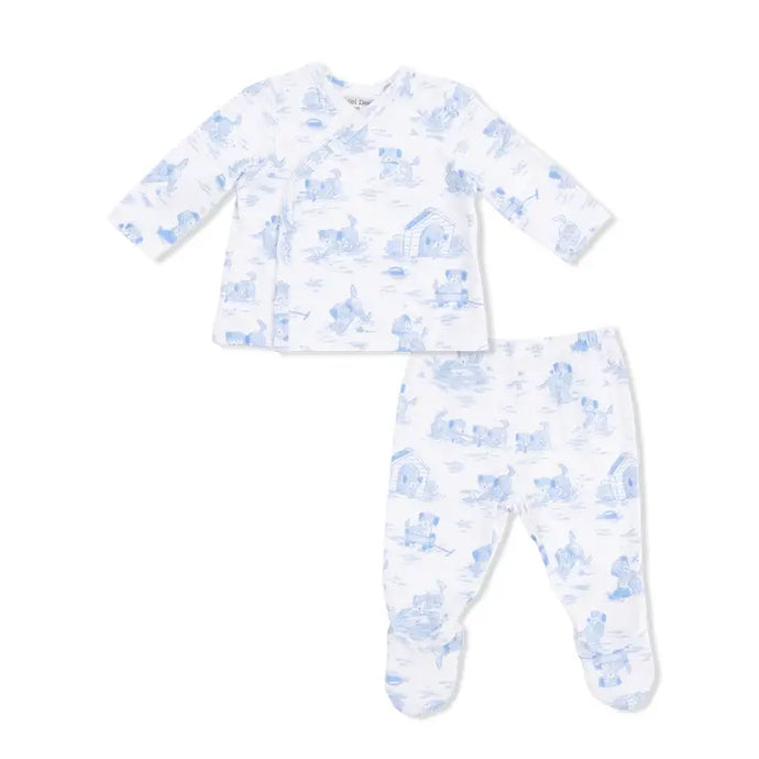 Angel Dear Puppy Toile Blue - Take Me Home Set with Convertible Pant