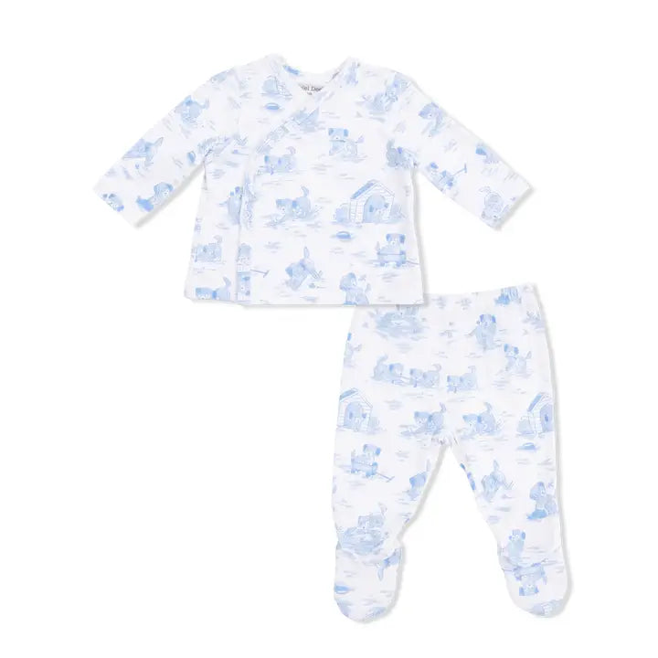 Angel Dear Puppy Toile Blue - Take Me Home Set with Convertible Pant