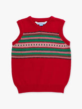 Rugged Butts Boys Christmas Fair Isle Red V-Neck Sweater Vest
