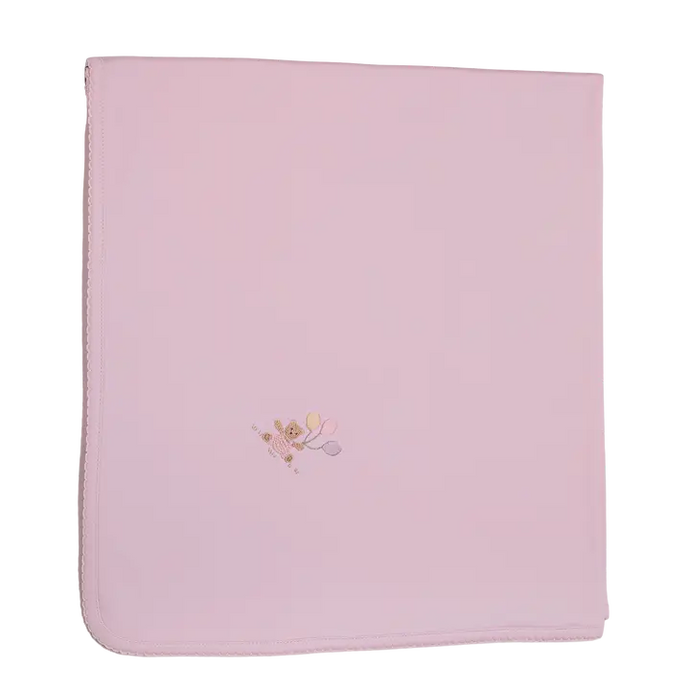 Baby Balloon Pink Bear Pima Blanket