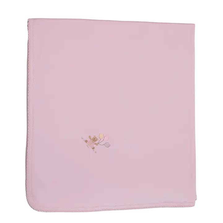 Baby Balloon Pink Bear Pima Blanket