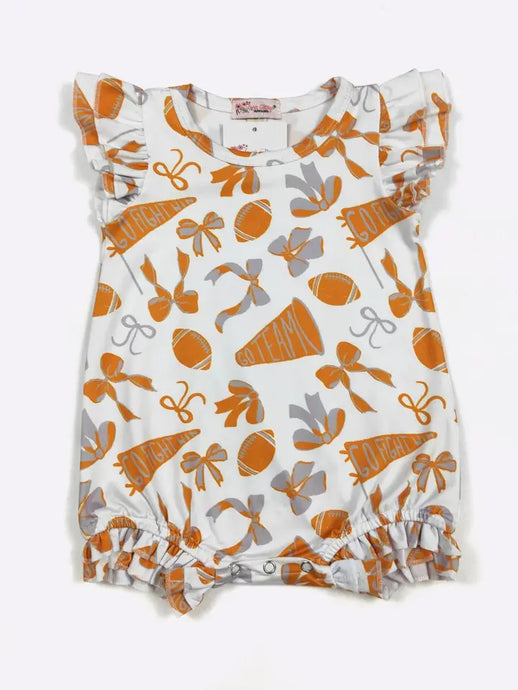 Clover Cottage Go Team Orange Baby Romper Football (6-12M)