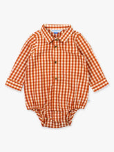 RuggedButts Baby Boys Classic Rust Gingham Long Sleeve Button Down Bodysuit