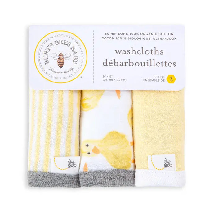 Burt's Bees Baby Little Ducks Organic Cotton Washcloths 3 Pack