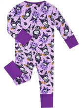 PoshTOT Sanrio Kuromi Spooky Skeltons Purple Bamboo Baby Convertible Zippy Romper