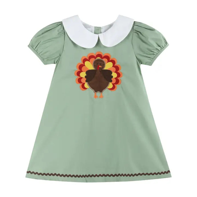 Lil Cactus Sage Green Turkey Collared Dress