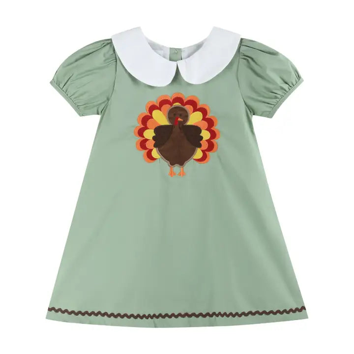 Lil Cactus Sage Green Turkey Collared Dress