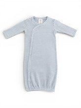 Dusty Blue Stripe / Ribbed Gown W/ Hat 0-3M