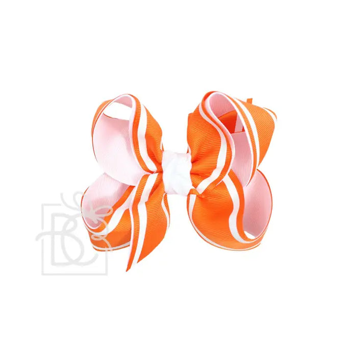 Beyond Creations Layered Stripe Bow (Orange & White)