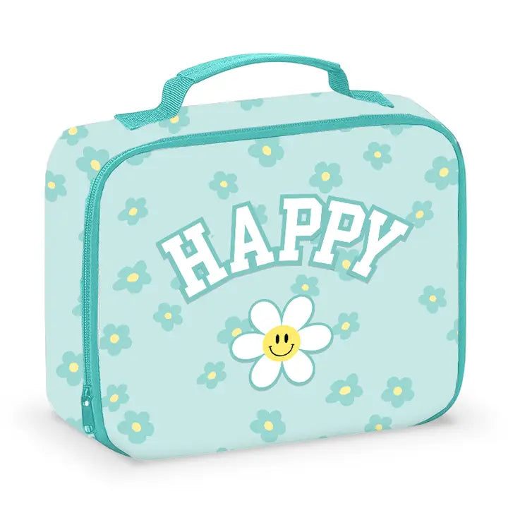 Daisy Pattern Canvas Lunch Box with Happy Patch