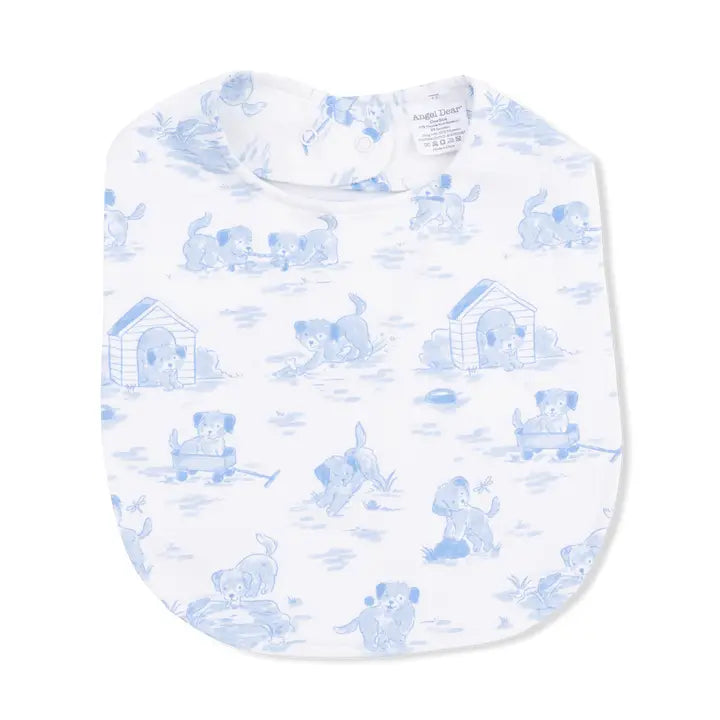 Angel Dear Puppy Toile Blue - Feeding Bib 0-3M