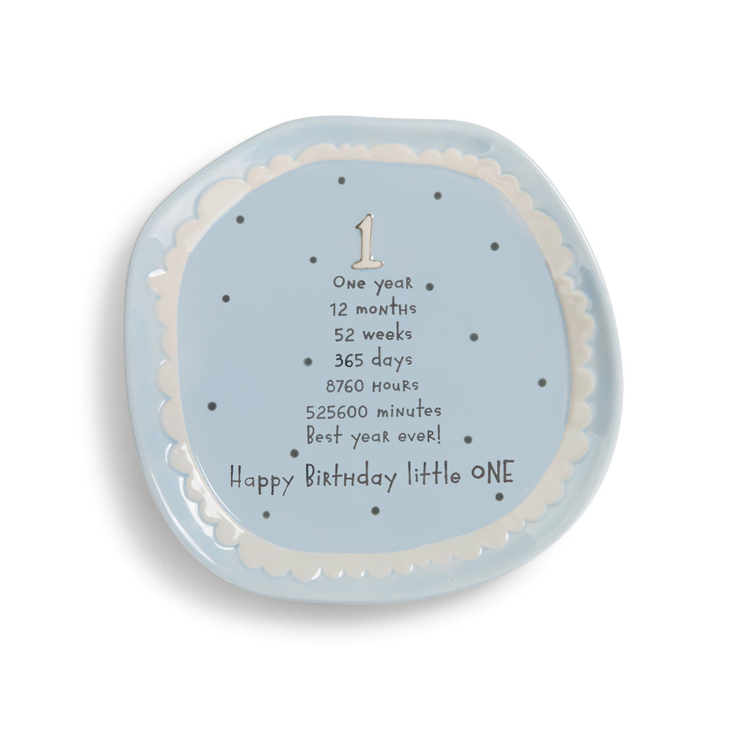Demdaco- Blue Baby's 1st Birthday Cake Plate