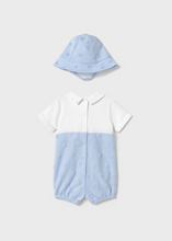 Mayoral Newborn Simulated Dungaree Romper with Hat