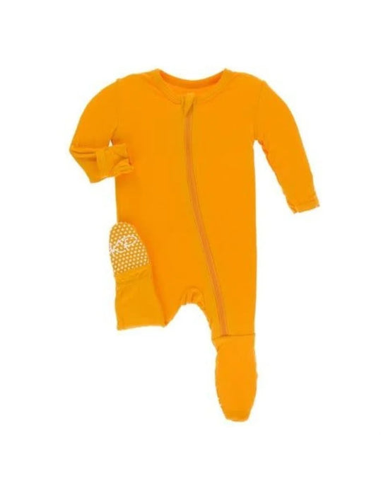 Kickee Pants- Solid Muffin Ruffle Footie with Zipper- Tamarin