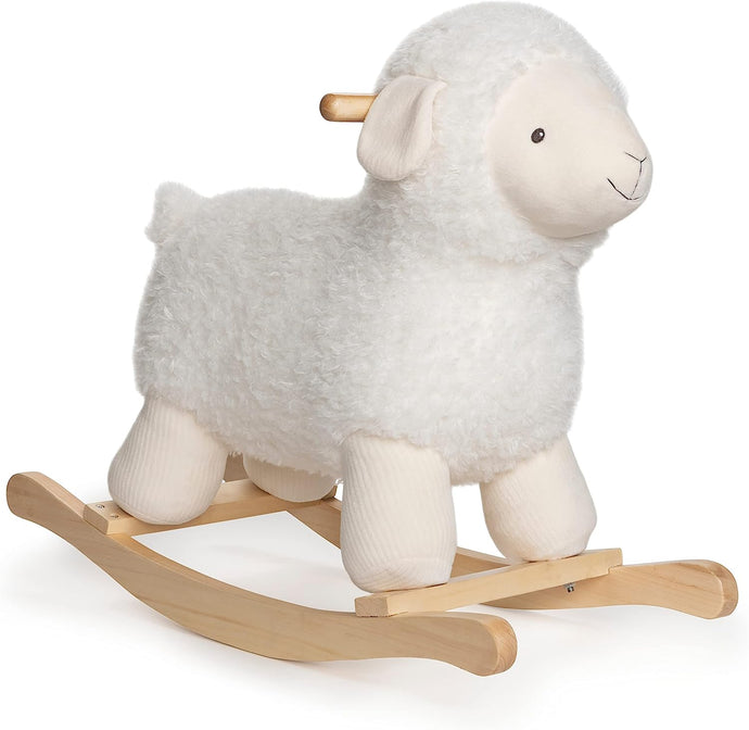 Baby GUND Lamb Rocker with Wooden Base Plush Stuffed Animal Nursery, Cream, 21.5
