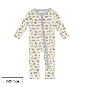 Kickee Pants Print Convertible Coverall in Natural Mini Safari