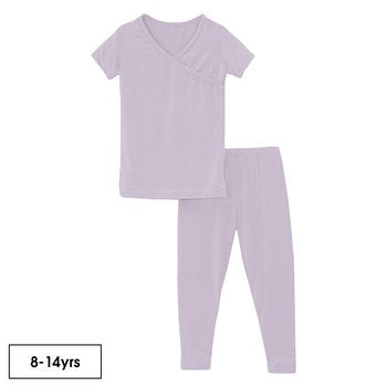 Kickee Pants Short Sleeve Kimono Pajama Set in Thistle