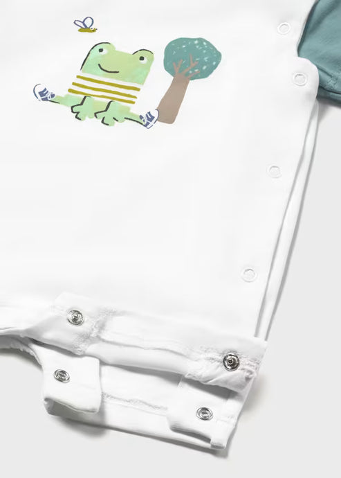 Mayoral Newborn Boy Crocodile Graphic White Romper