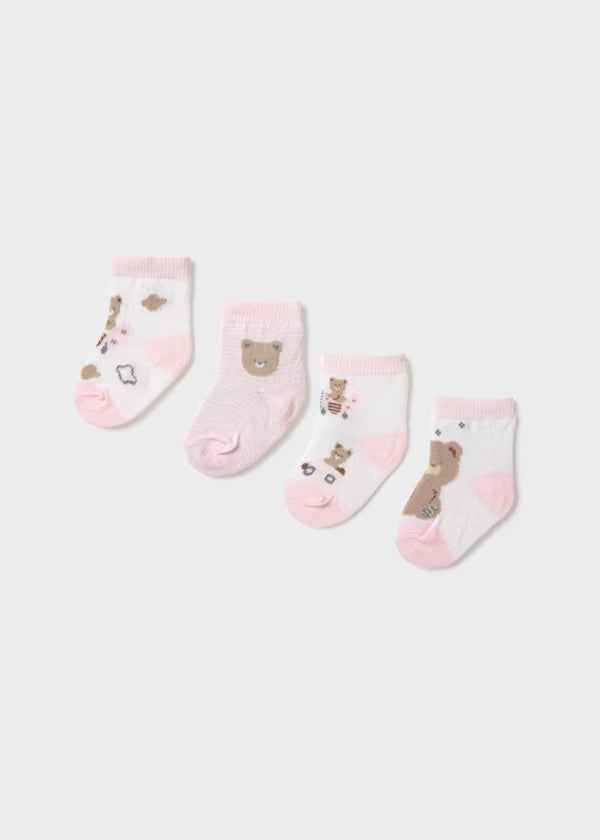 Mayoral Newborn Girl 4-Pack Socks- Baby Pink (Rosa Baby)