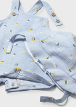 Mayoral Newborn Boy Printed Dungaree and Hat Set Blue