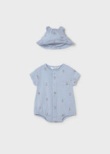 Mayoral Newborn Boy Romper and Hat Set Dog- Sky