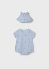 Mayoral Newborn Boy Romper and Hat Set Dog- Sky