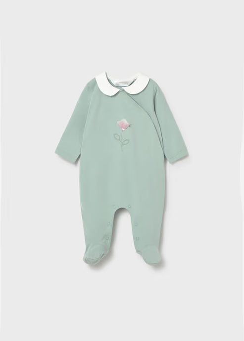 Mayoral Newborn Girl One-Piece Long Sleeve- Full Aqua