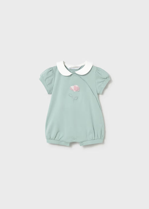 Mayoral Newborn Girl Romper Short Sleeve- Full Aqua