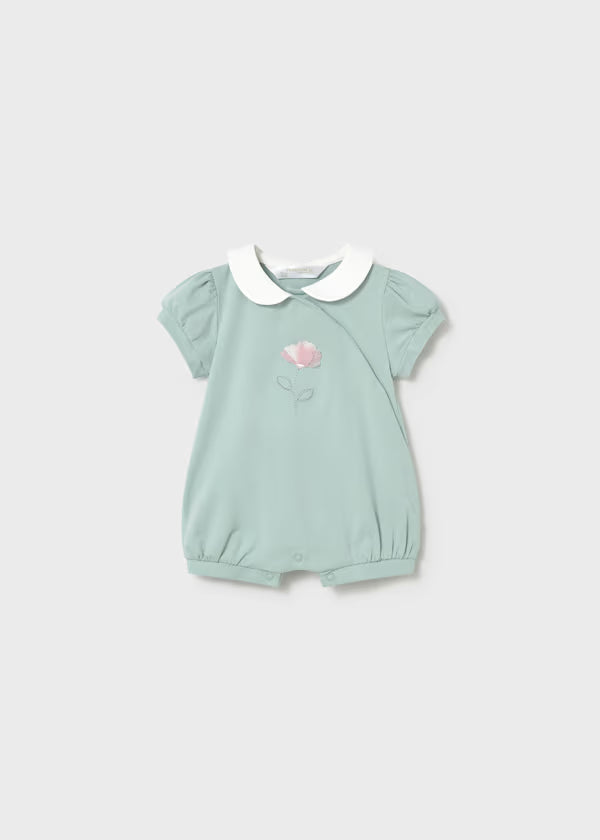 Mayoral Newborn Girl Romper Short Sleeve- Full Aqua
