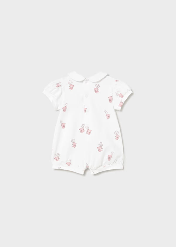 Mayoral Newborn Girl Romper Baby Pink/White Bear
