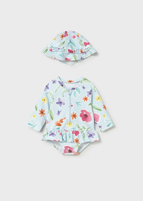 Mayoral Newborn Girl 2-Piece Swim Set with Sun Protection- Hawaii Longsleeve