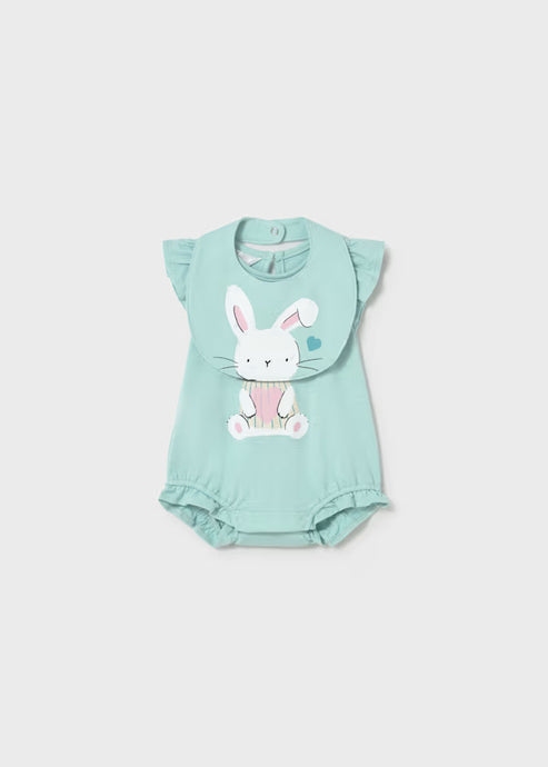 Mayoral Newborn Girl Romper with Bib Set- Bunny