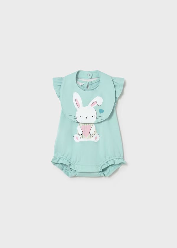 Mayoral Newborn Girl Romper with Bib Set- Bunny