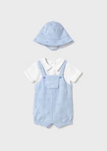 Mayoral Newborn Simulated Dungaree Romper with Hat