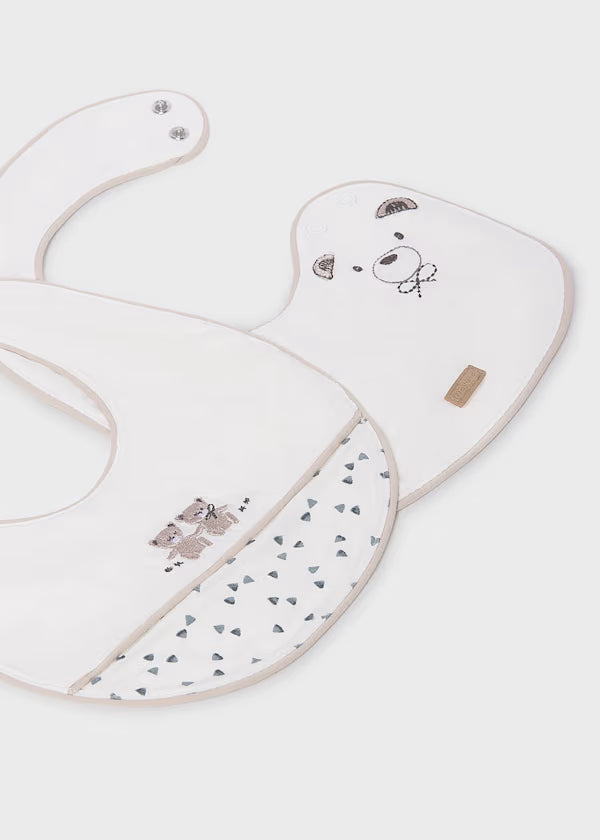 Mayoral Set of 2 Animal Bibs Bear/Dog- White/Beige