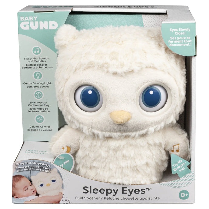 GUND Baby Sleepy Eyes Owl Bedtime Soother Plush Owl Stuffed Animal Night Light & Sound Machine for Baby Boys and Girls, 8”