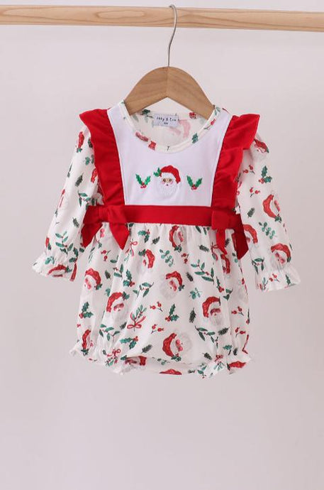 Abby & Evie Red Santa Claus Embroidery Ruffle Bubble