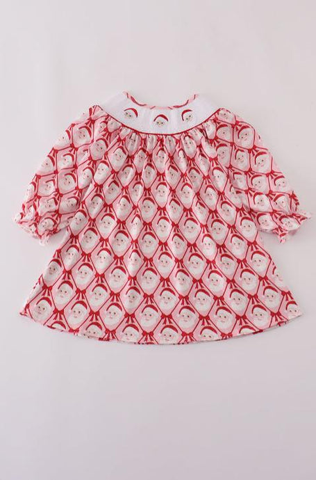 Abby & Evie Red Santa Claus Smocked Dress