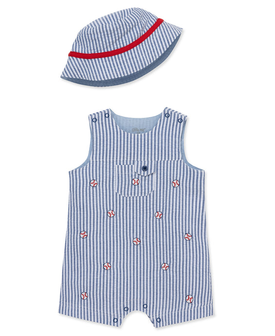 Little Me baseball sunsuit & hat