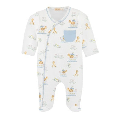 Baby Club Chic- Noah's Ark Printed Crossed Footie