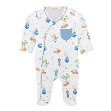 Baby Club Chic- Space Friends Printed Crossed Footie