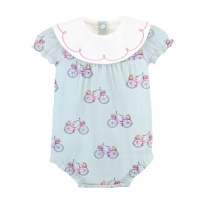 Baby Club Chic- Vintage Bikes Printed Bib Bubble w/ Embroidery