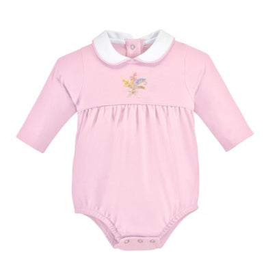 Baby Club Chic- Wildflowers Embroidered Bubble w/ Round Collar