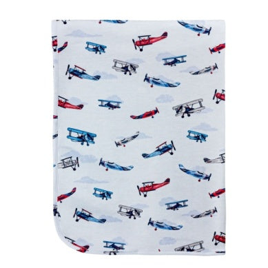 Baby Club Chic- Patriotic Airplanes Printed Receiving Blanket 30x28.5in