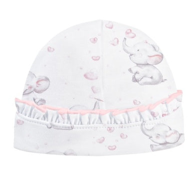Baby Club Chic- Bubbly Elephant-Pink Printed Hat w/Ruffle
