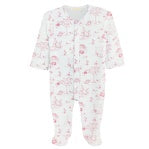 Baby Club Chic- Pink Toile Bunnies Footie
