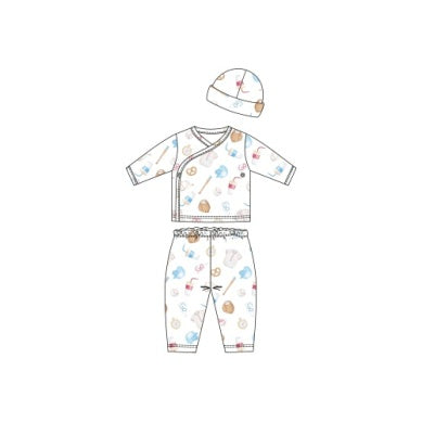 Baby Club Chic - home run baseball printed take me home w/hat set