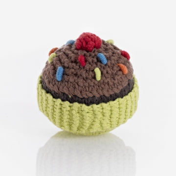 Pebble Rattle - Cupcake - Lime w Chocolate and Cherry