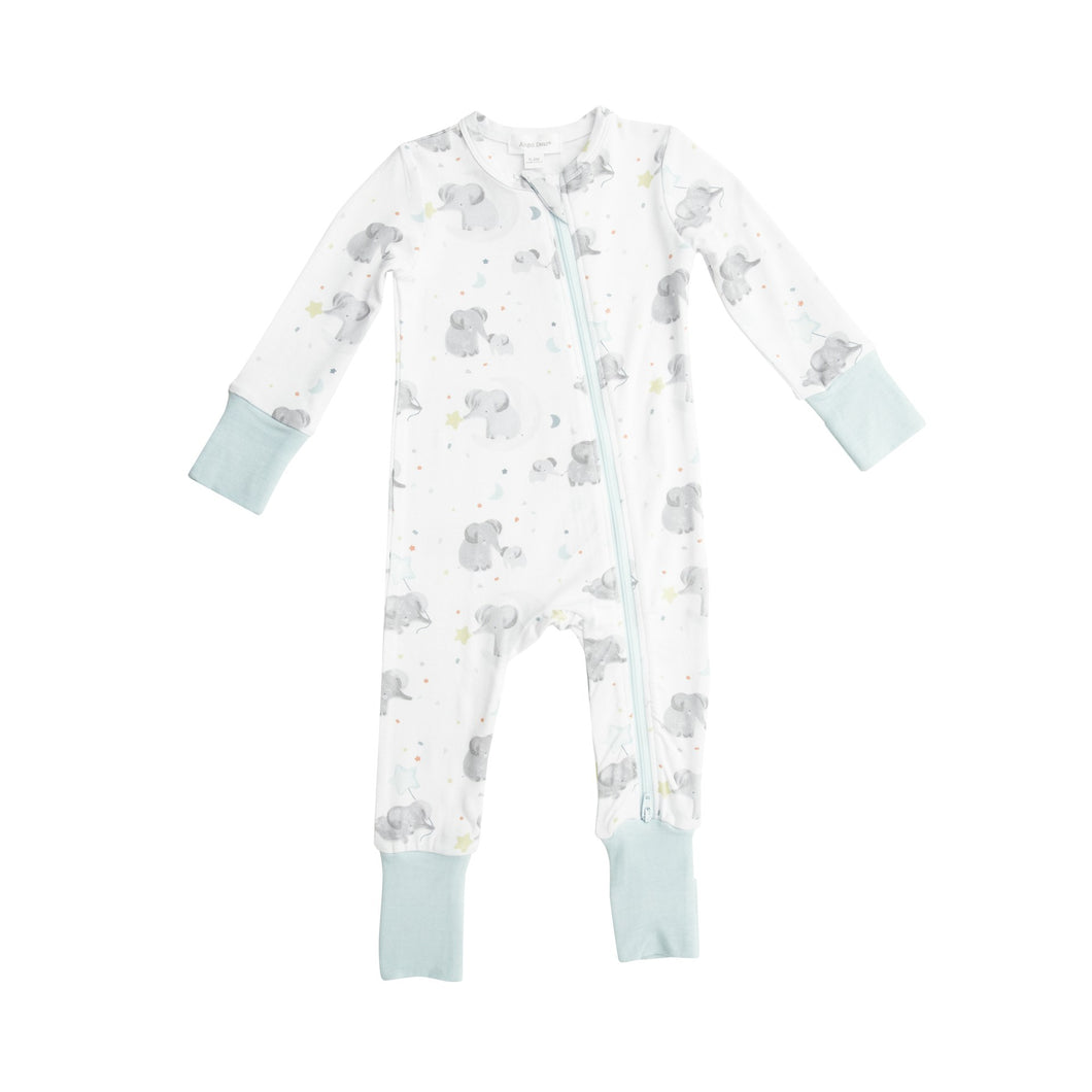ANGEL DEAR ELEPHANTS 2 WAY ZIPPER ROMPER WHITE