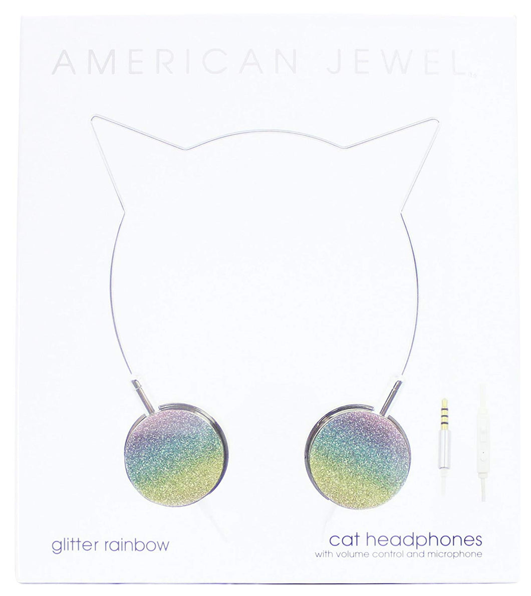 American Jewel - Cat Headphones - Glitter Rainbow SALE